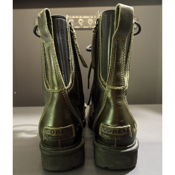 Sorel Phoenix Boots Womens Green Lace Up Combat Ankle Leather Sz 6 - Picture 4 of 13